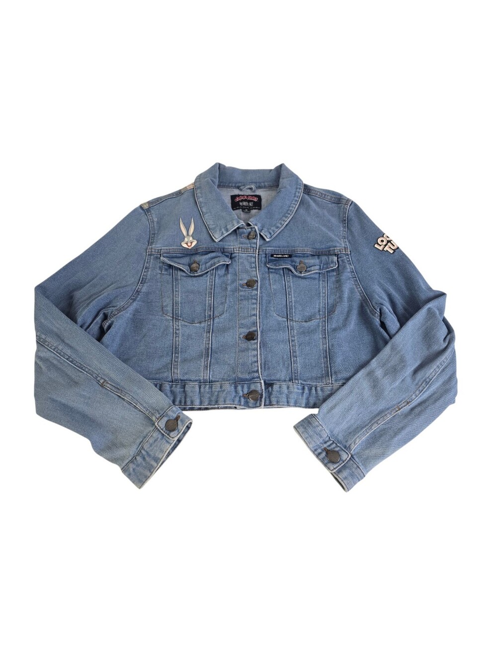 Looney Tunes Bugs Bunny Cropped Denim Jacket Members Only Size 1X Y2K